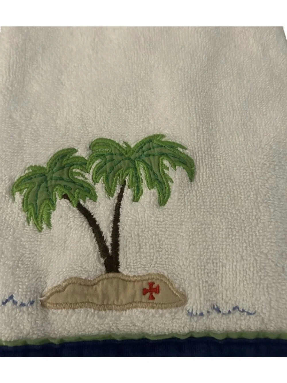 Pottery Barn Kids  Coastal Palm Tree Embroidered Hand Towels 2-Piece Set